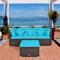 thumbnail image 3 of Gymax 4PCS Rattan Patio Conversation Furniture Set Yard Outdoor w/ Turquoise Cushion, 3 of 10