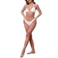 thumbnail image 2 of INSPIRE CHIC Women's Waffle Knit Textured Halter Bikini Sets 2 Piece Double Tie Top Triangle Bottom with Seashell Waist Rope Swimwear Suits Small White, 2 of 5