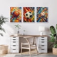 thumbnail image 2 of Sports Wall Art Set of 3, Retro Basketball Rugby Football Baseball Canvas Prints, Graffiti Style Print Artwork Ball Painting Wall Decor for Boys Bedroom Game Room Living Room Home Decor, 2 of 6