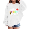 thumbnail image 3 of Girl's Letter Graphic Hoodies Long Sleeve Hooded Sweatshirts Pullover Preppy Cute Hoodies Trendy First Grade School Uniforms, 3 of 8