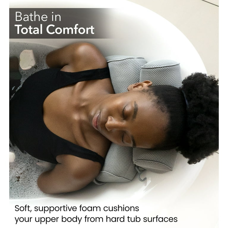 Everlasting Comfort Bath Pillow Fast Drying Bathtub Cushion for Head, Neck  and Back, Gray 