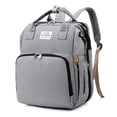 thumbnail image 2 of Bolsa de pañales para bebé, gran capacidad, portátil, multifuncional, transpirable, plegable, mochila para pañales, color gris, 2 of 5
