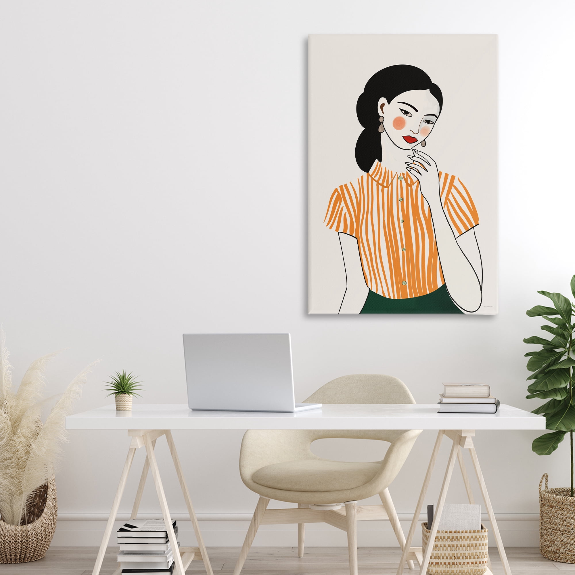 Stupell Industries Woman in Orange Blouse Canvas Wall Art, design by Omar Escalante
