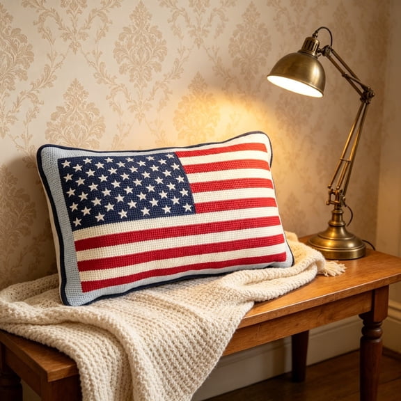 Japceit 9x15 Inch Knitted Flag Throw Pillowcase Decorative Patriotic Cushion case for Sofa Couch Bedroom Home Decor
