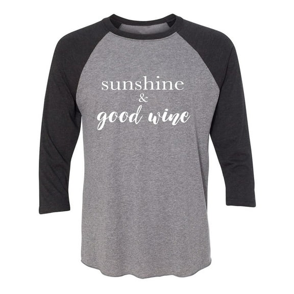 Sunshine & Good Wine Unisex 3/4 Sleeve Baseball Raglan Tee