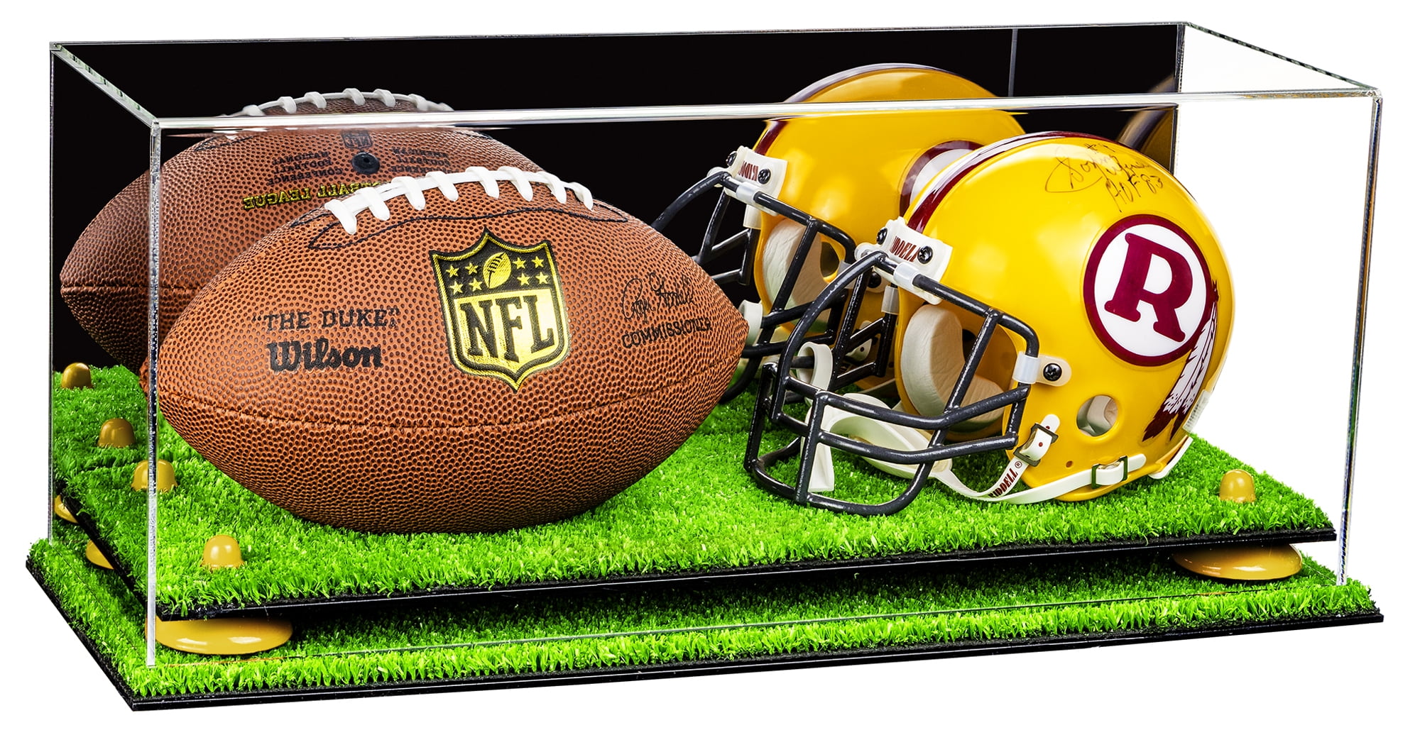 Perfect Cases NFL Rectangle Football Helmet Glass Display Case, Cherry