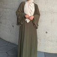 thumbnail image 2 of asddcavvf Dresses for Women Women Muslim Dubai Pullover Robe Chiffon Pleated Middle Solid Color Dres, 2 of 9