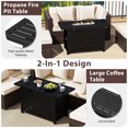 thumbnail image 4 of Gymax Set of 5 Patio Furniture Set Heavy-duty Frame Rattan Sofa Set w/ 60000 BTU Firepit Table White, 4 of 7