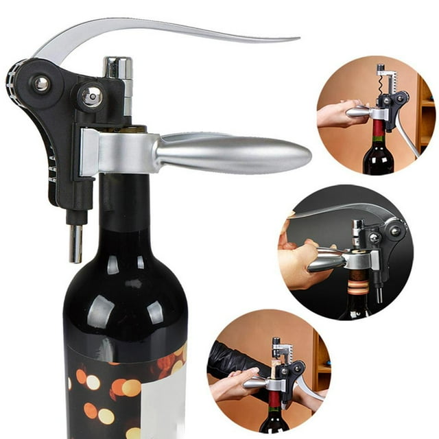 Abridor de botellas portátil, decoración de aleación en apariencia sacacorchos, adorno de pequeña sala para Bar doméstico - De plata BLESIY Sacacorchos abrelatas de vino