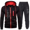 thumbnail image 1 of Conjunto de chándal para hombre, sudadera informal con estampado de corazón y pantalones de jogging, conjunto de 2 piezas, sudadera con cremallera, abrigo, ropa de calle popular para otoño e invierno, 1 of 3