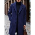 thumbnail image 5 of Men'S Wool Blend Trench Coat Notched Collar Overcoat with Pockets Navy Blue 4XL, 5 of 8