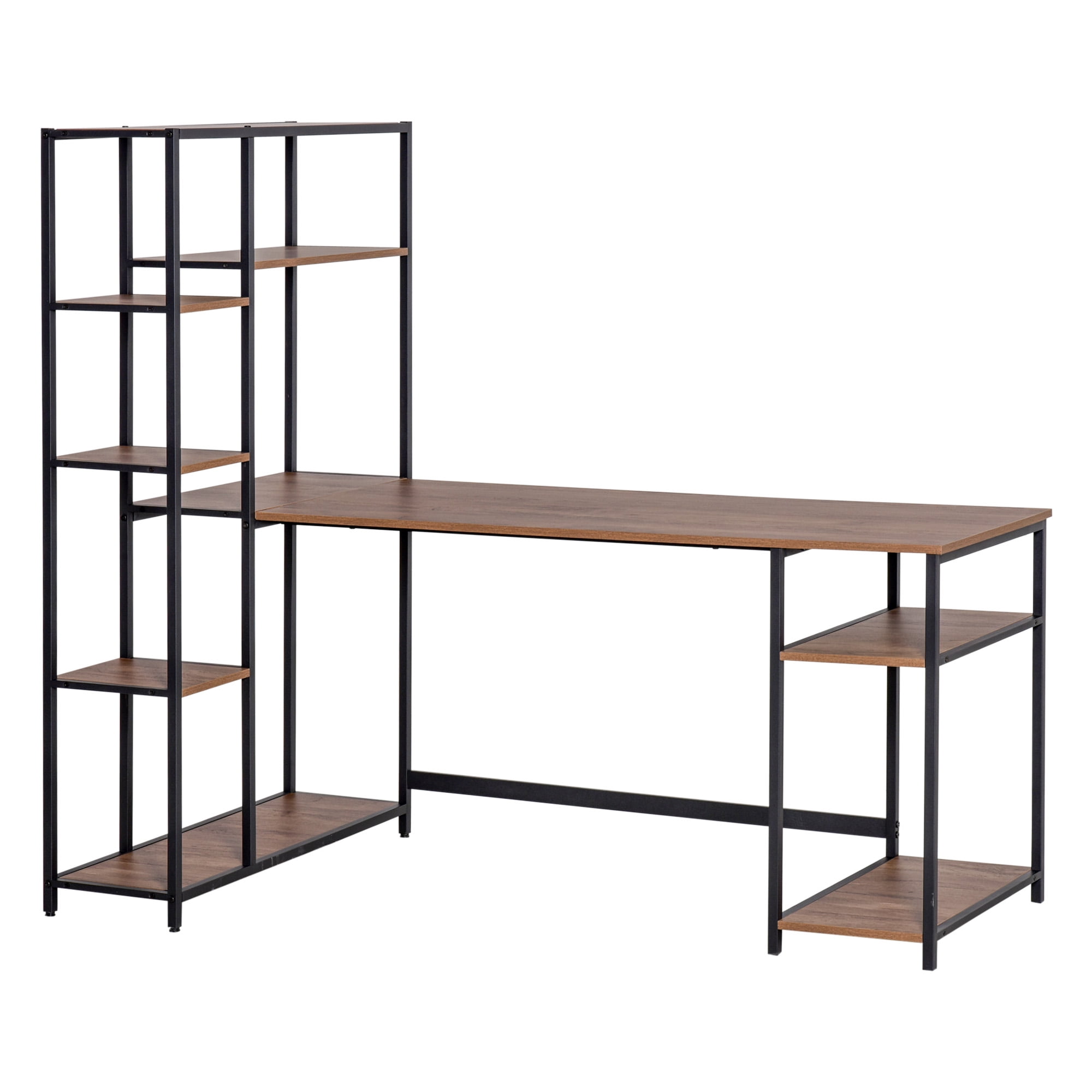 HomCom Industrial Style Home Office Computer Desk with Display Storage ...