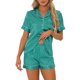 thumbnail image 1 of Conjuntos de pijama para mujer INSPIRE CHIC de manga corta con botones y pantalones cortos, conjuntos de lounge XL a rayas azules, 1 of 6