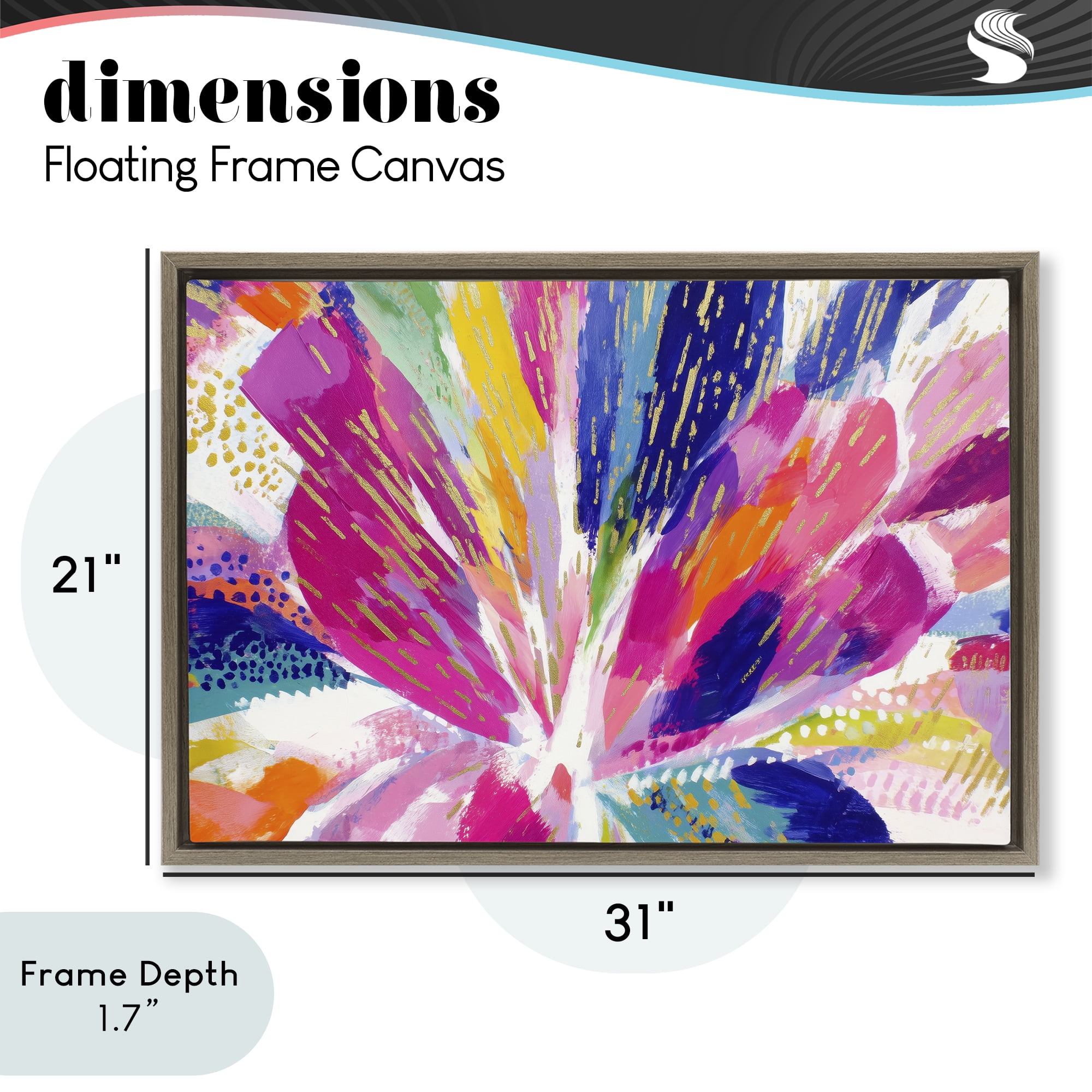 Stupell Industries Flower Burst in Vibrant Tones Brown Framed Floater Canvas Wall Art, design by Chromatic Storm Studio