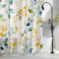 thumbnail image 2 of Eucalyptus Leaf Fabric Shower Curtain Watercolor Leaves Washable Shower Curtains for Bathroom, Waterproof Bath Curtain with Hooks Home Decor 36x72in, 2 of 8