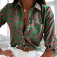 thumbnail image 1 of Camisas De Mujer Primavera Verano Botón Camiseta Moda Mujer Blusa Ropa Femenina (Verde M) Cgtredaw Para estrenar, 1 of 1