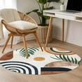 thumbnail image 5 of Abstract Boho Large Area Rugs for Bedroom Living Room, Soft Non Slip Carpet Bedside Rug, Bohemian Palm Leaf Geometric Leaf Circle Round Floor Cover Kitchen Accent Rug 3' for Dining Room/Office, 5 of 9