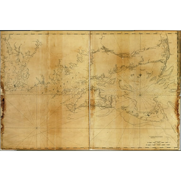 24"x36" Gallery Poster, map marthas vineyard nantucket massachusetts 1779