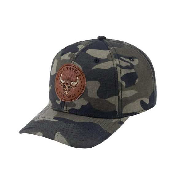 Unisex V2 Embroidered And Laser-Engraved Taurus Zodiac (April 20, May 20), 6-Panel Baseball Cap, Green Camo/Green Camo, Adjustable Fit