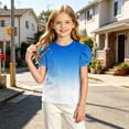thumbnail image 6 of Teylalorva Girls Graphic T-Shirt, Puff Short Sleeve Crewneck Casual Cute Summer Kids Trendy Tee Light Blue Size 12, 6 of 8