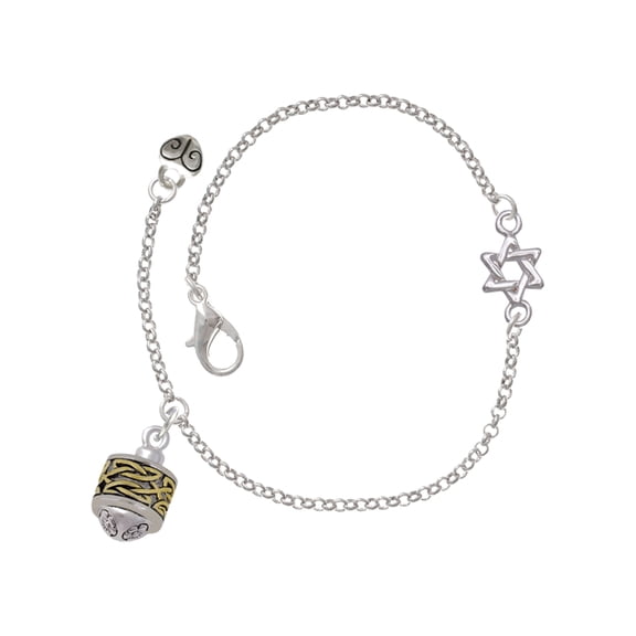 Delight Jewelry Two-tone Celtic Knot Band Two-tone Spinner Silver Plated Star of David Delicate Bracelet, 6.25 1.75" Extender