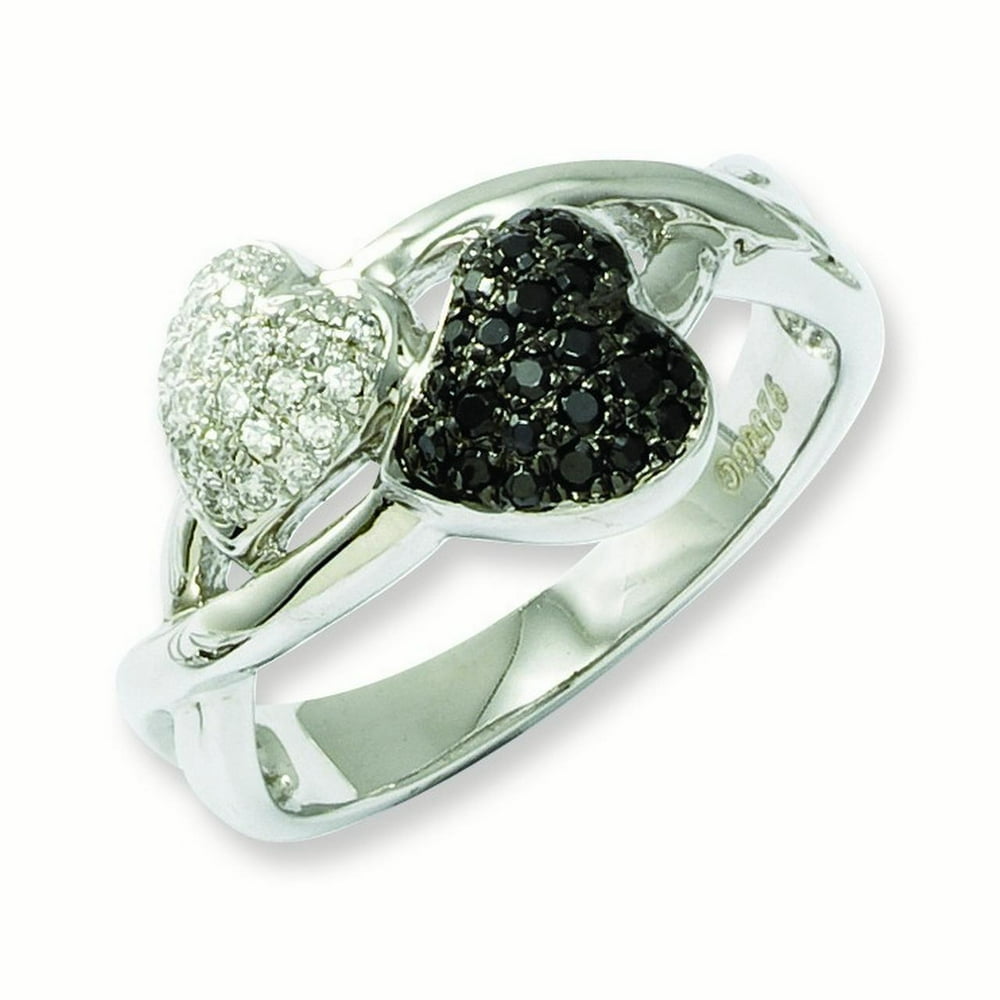 Kevin Jewelers Sterling Silver & CZ Brilliant Embers Hearts Ring