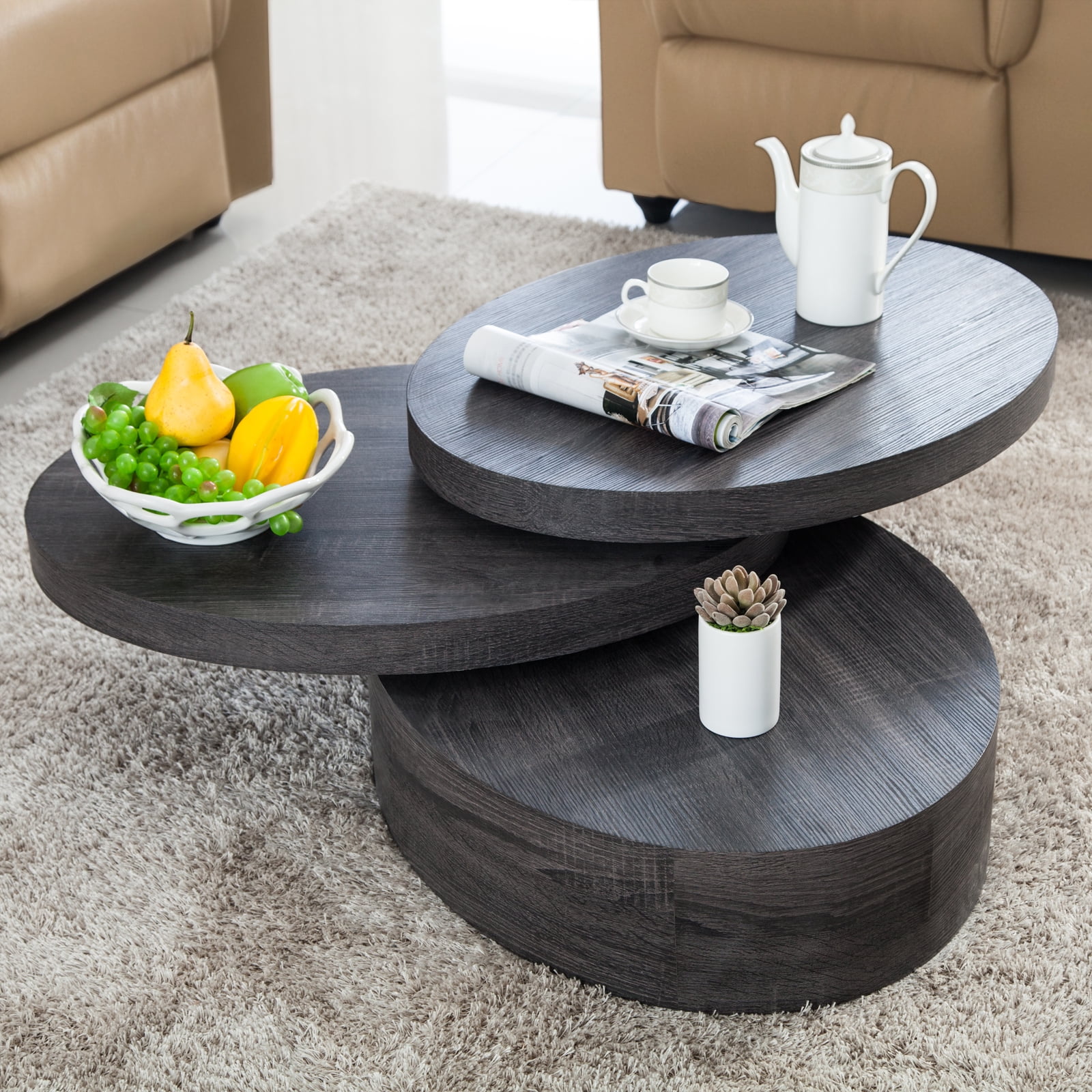 Rotating wood coffee table deals
