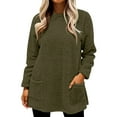 thumbnail image 5 of Fleece Sweatshirts For Women Trendy Winter Warm Sherpa Lined Crewneck Long Sleeve Pullover Tunic Tops With Pocket Green L, 5 of 5