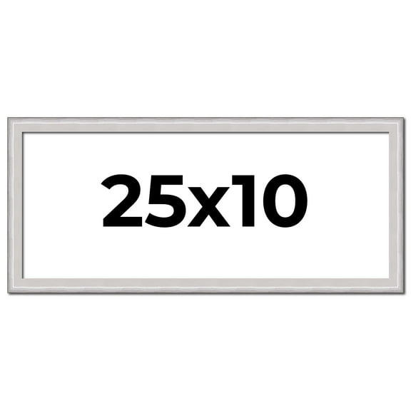 25x10 Frame Silver Inner Slope Bevel Picture Frame | 1 Inch Moulding Width | 0.75 Inch Rabbet Depth