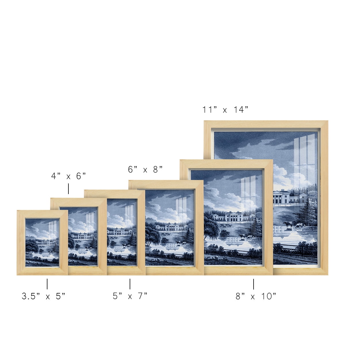 Estate View I -Framed Print w/glass-Natural Wood