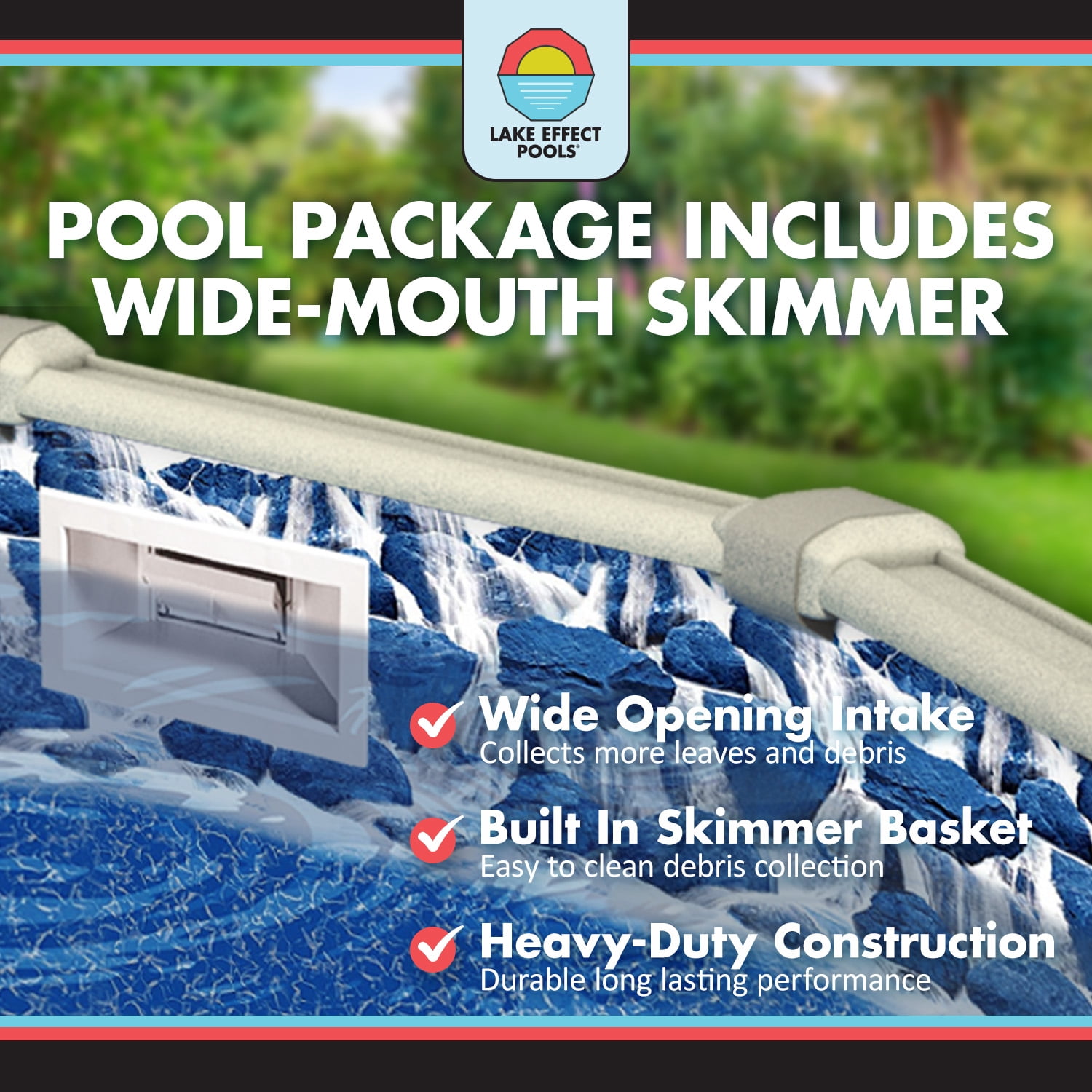 Lake Effect Pools Meadows 15' Round 52" Wall Above-Ground Swimming Pools, Full Start-up Kit