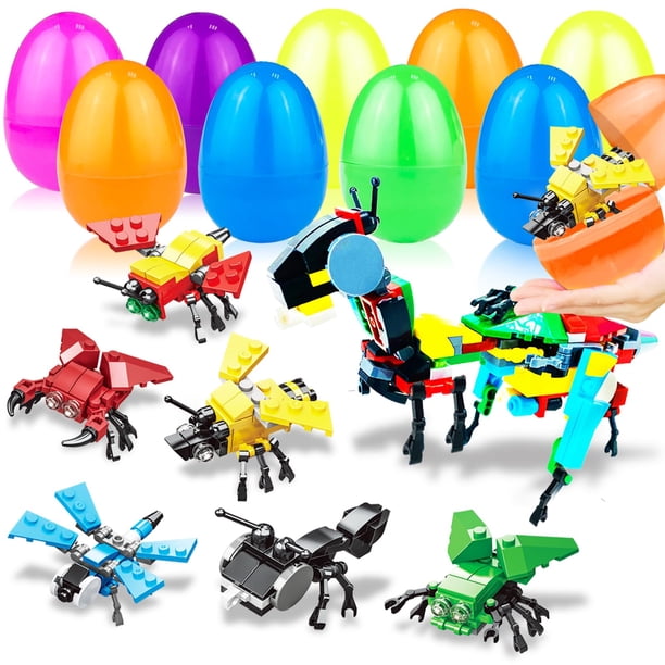 Huevos de Pascua precargados con juguetes de construcción, paquete de 12, 3 niños grandes