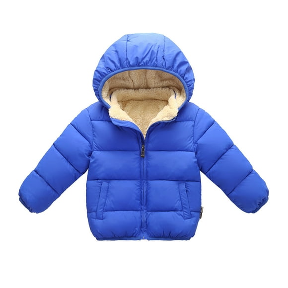 PMVFHDE Casual Jackets for Boy Kids Child Toddler Baby Boys Girls Solid Winter Hooded Coat Jacket Thick Warm Outerwear Clothes Outfits Boys Winter Coat,Blue,4-5 Years