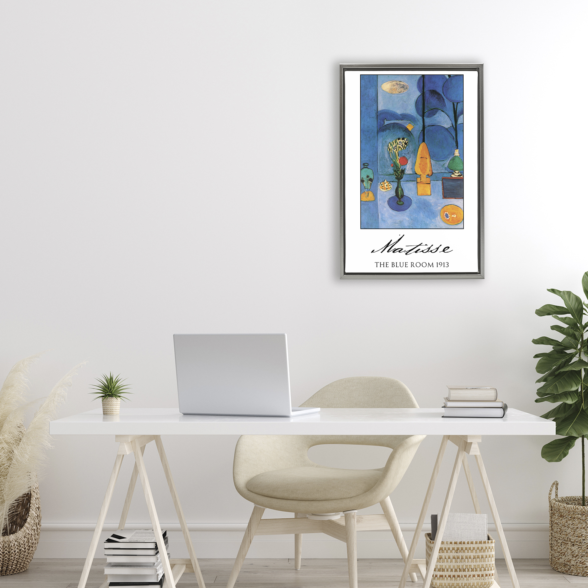 Matisse The Blue Room Gray Framed Floater Canvas Wall Art, design by Vintage Hustle