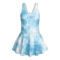 thumbnail image 4 of Xixirimido Blue Tie-dye Print Girls One-piece Swimsuits Sleeveless Swimwear with Skirt & Built-in Shorts Hawaiian Beach Vacation Modest Bathing Suit, 10-11 Years, 4 of 7