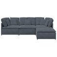 thumbnail image 4 of vidaXL Modular Sofa with Footstool&Cushions Velvet Dark Grey, 4 of 5