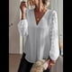 thumbnail image 4 of Blusas Casuales de Verano para Mujer, Blusas de Oficina de Larga, Blusas de con Cuello en V y Pompones S, 4 of 7