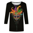 thumbnail image 4 of Aloohaidyvio Mardi Gras Women Clothing ,Women's Casual 3/4 Sleeve T-Shirts Round Neck Pullover Tops Basic Tees Loose Mardi Gras Blouses, 4 of 5