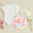 thumbnail image 4 of CAICJ98 Baby Girl Summer Clothes Outfit Funny Letter Romper Shorts Set Infant Girl Clothes 0 3 6 12 18 months 2Pcs Summer Playwear Beach Outfits (Red,6-12 Months), 4 of 7