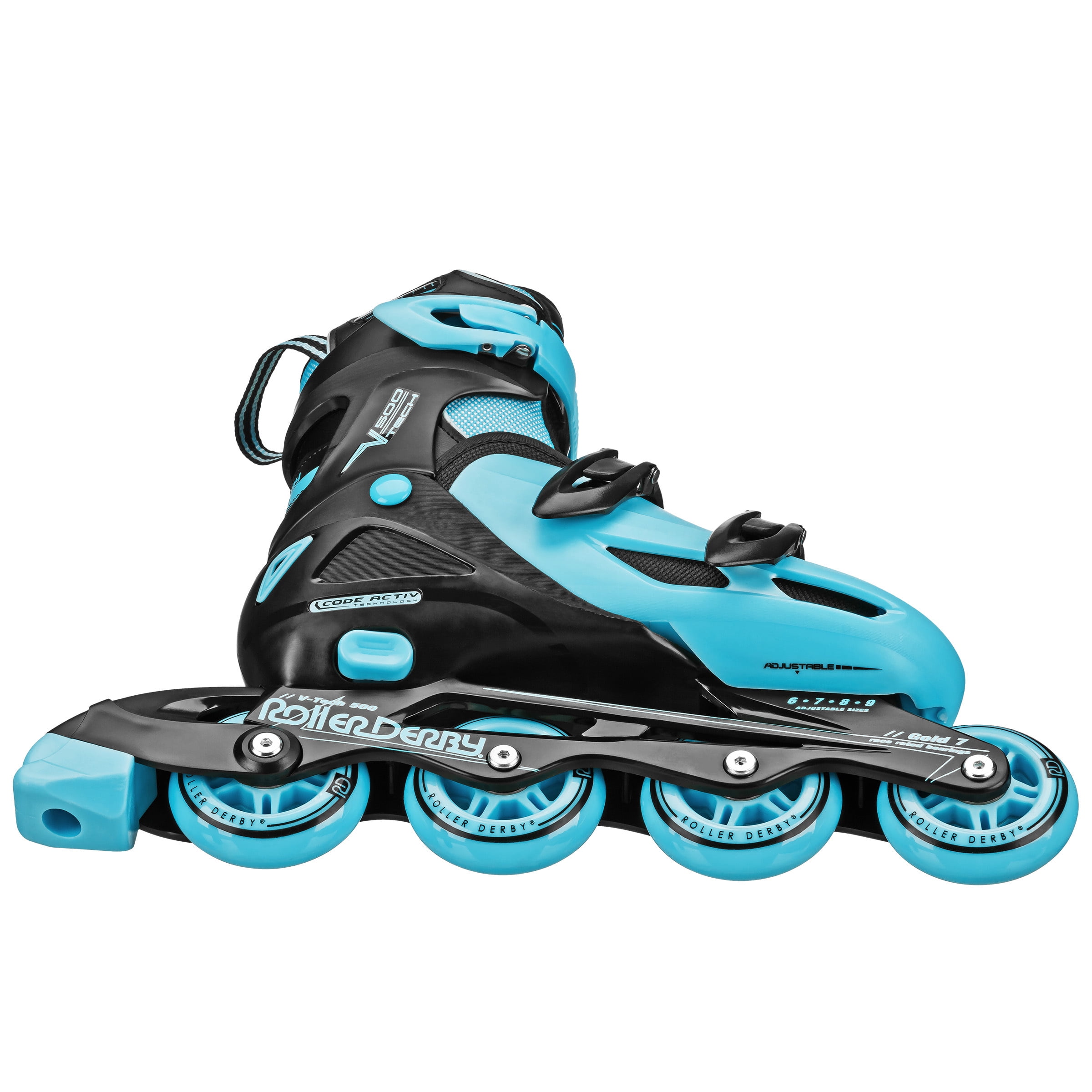 Roller Derby V-Tech 500 Men's Inline Skate with Adjustable Sizing, Black/Blue