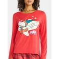 thumbnail image 3 of Grayson Social Snoopy Women's Ski Lodge Sleep Tee and Joggers Pajama Set, 2-Piece, Sizes S-3X, 3 of 4
