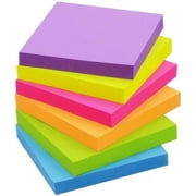 Sticky Notes 2x2 inch Bright Colors Self-Stick Pads 6 Pads/Pack 100 Sheets/Pad Total 600 Sheets