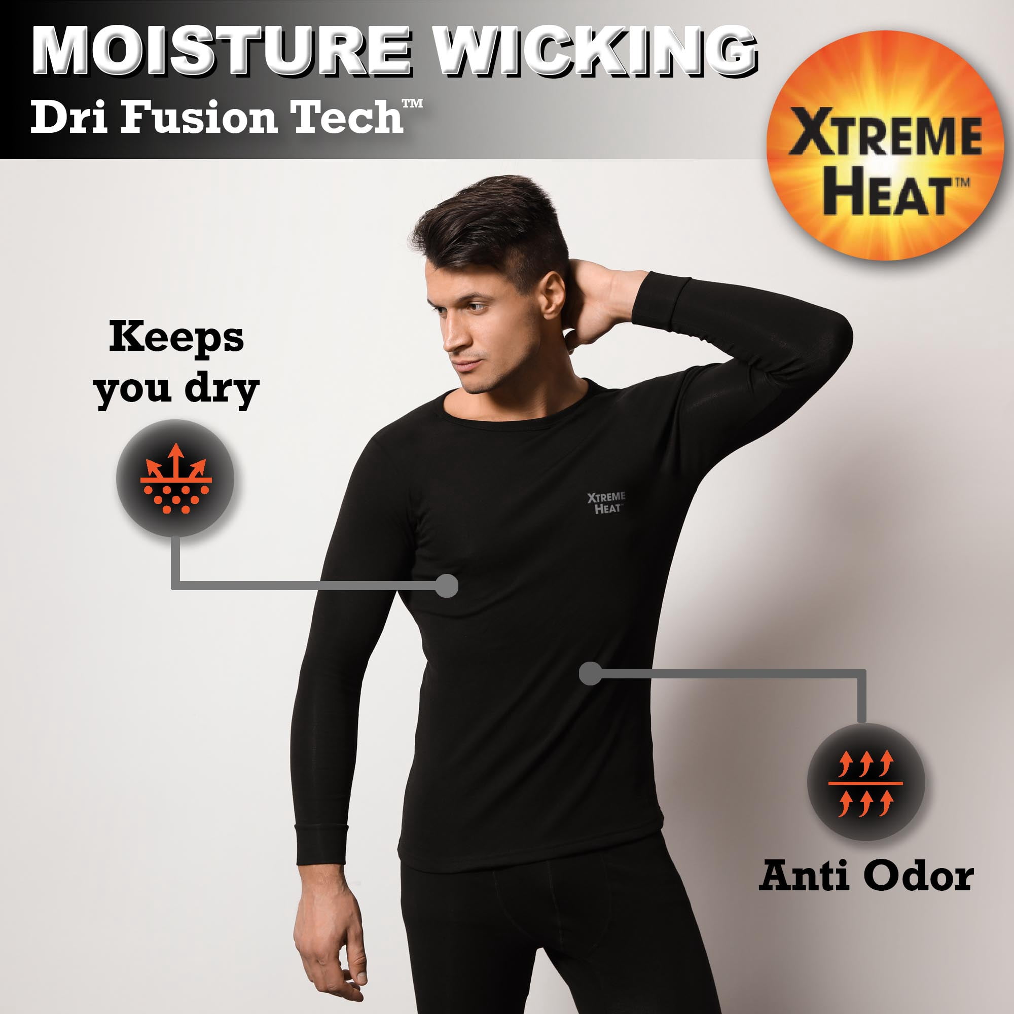 Xtreme Heat Men’s Base Layers Set Compression Pants & Shirt Thermal Wear for Men, Grey XL