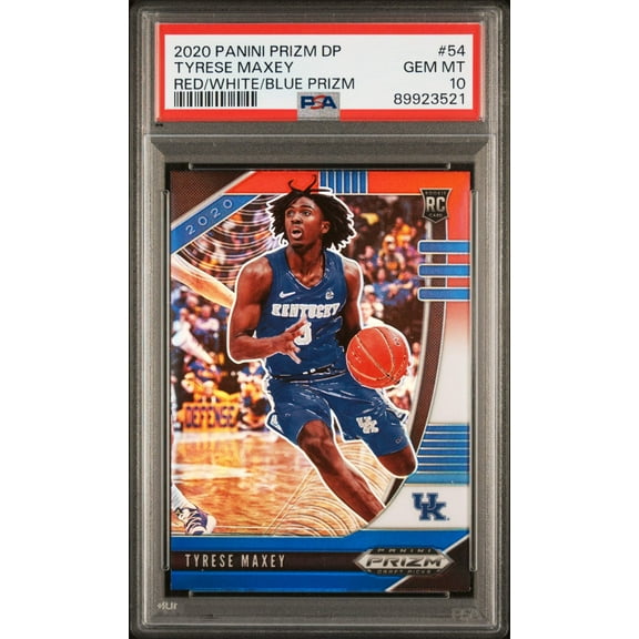 Graded 2020 Panini Prizm DP Tyrese Maxey #54 RWB Prizm Rookie RC Basketball Card PSA 10 Gem Mint