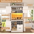 thumbnail image 2 of Homieasy 72'' Tall Pantry Cabinet with 2 Drawers and Doors, Farmhouse Kitchen Cupboard with Power Outlets and Lights, White & Walnut, 2 of 7