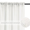 thumbnail image 3 of JIUZHEN Rod Pocket Sheer Curtains, Light Filtering Semi Transparent Window Curtains Drapes for Sliding Glass Door & Living Room, Set of 2 with Tiebacks, W52x L84 inch Length, Ivory, 3 of 7
