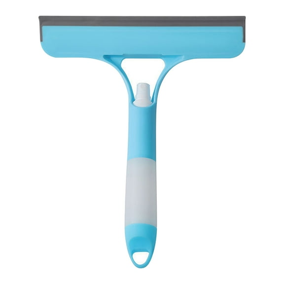 Gnmfd Glass Cleaning Tool with Window Wiper Scraper and Spray Brush, Household Multi-Functional Glass Mirror Shower Door Cleaner, 2-in-1 Rubber Sponge Scraper for Indoor Outdoor Windows