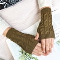 thumbnail image 6 of vnanda Soft Gloves Winter Gloves 1 Pair Crochet Knitting Mittens for Women Warm Half Fingers Solid Color Elastic Anti-slip Gloves with Twist Pattern Unisex, 6 of 8