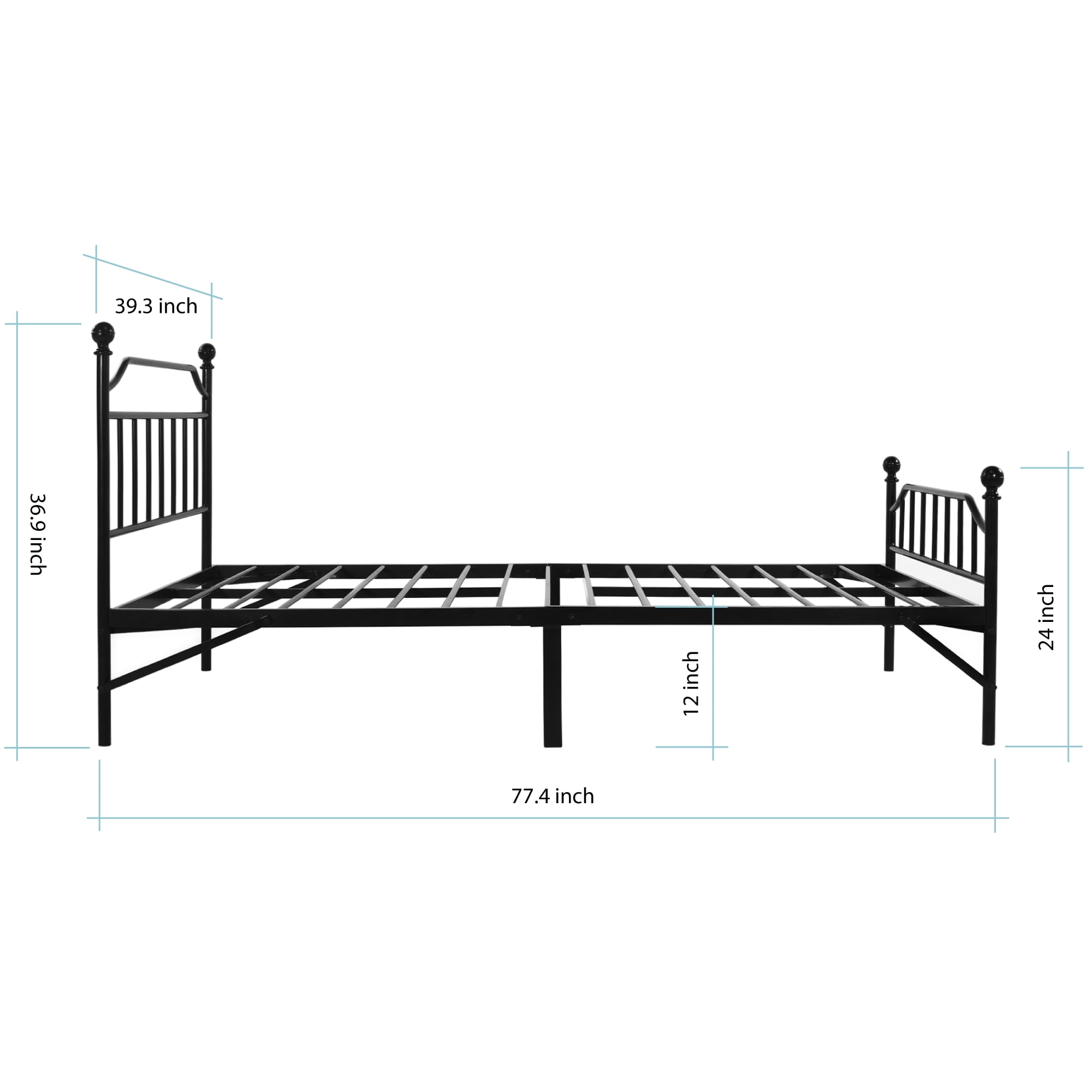Best Price Mattress Roxbury Twin Modern Steel Platform Bed, Black