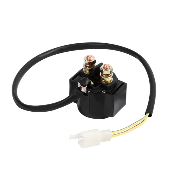 Black 12V Solenoid Starter Relay Switch, Fits GY6 Mopeds, ATVs, Reliable Power Cut,Off For High Amperage